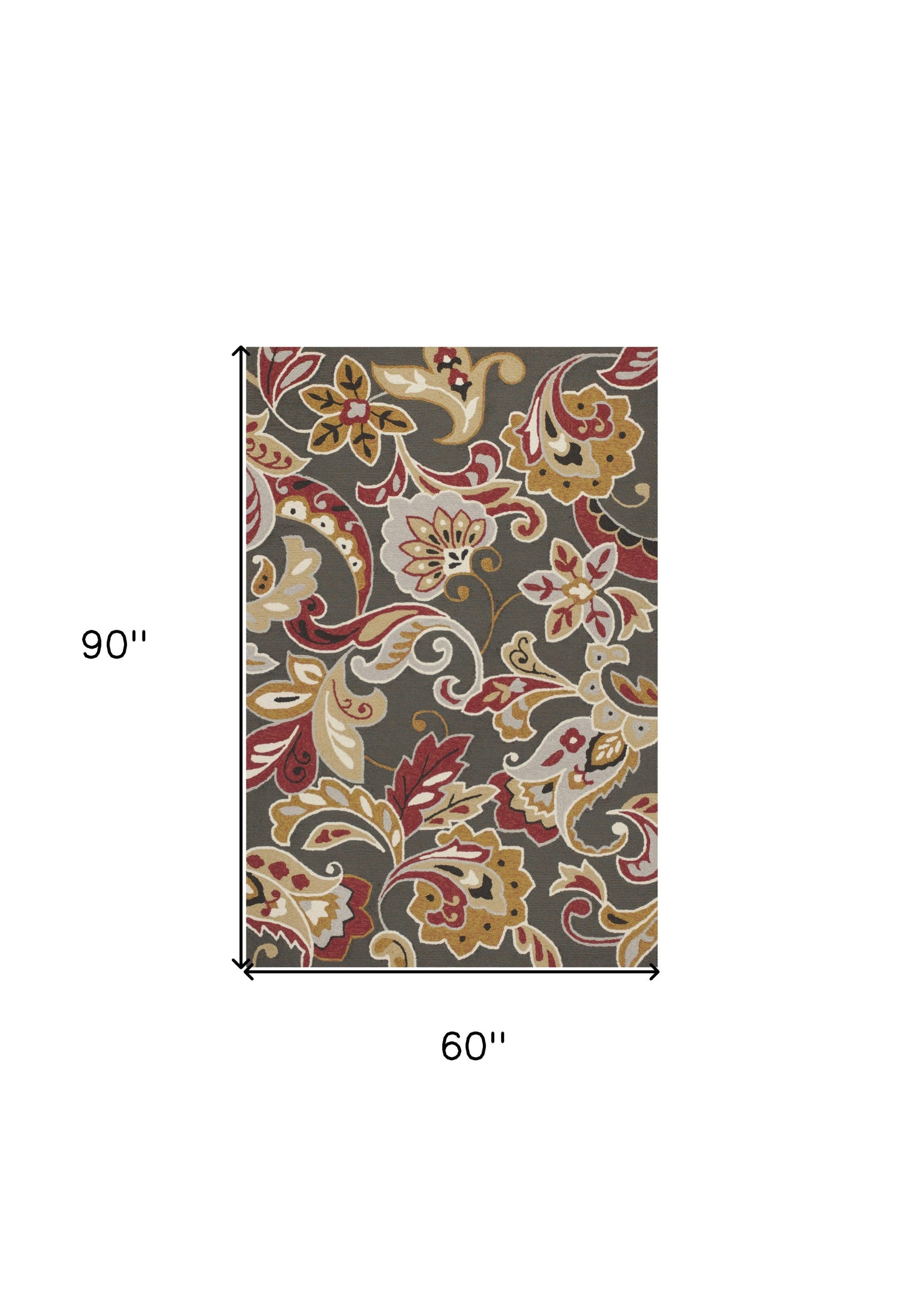 5' X 8' Taupe Floral Indoor Outdoor Area Rug
