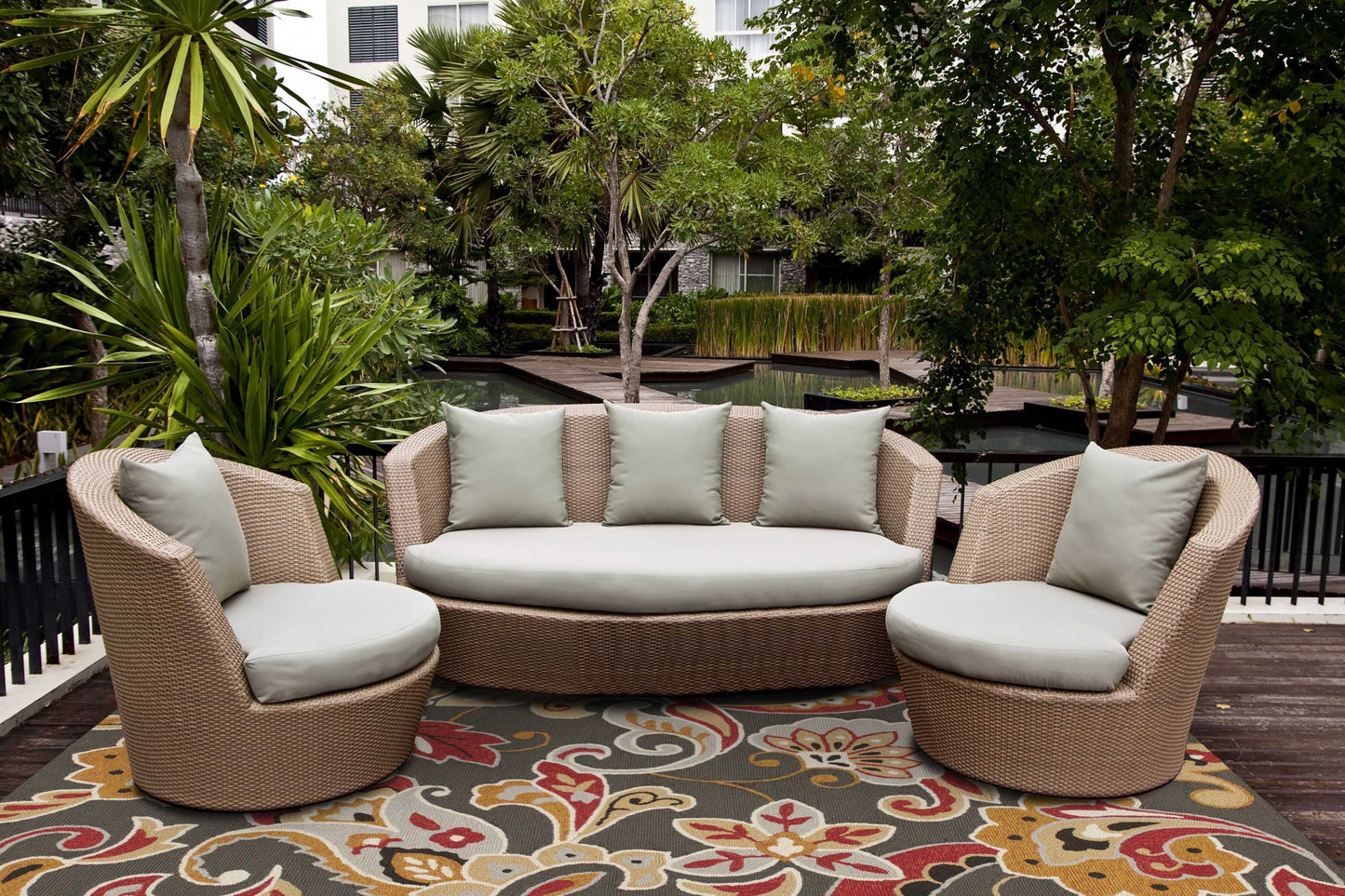 5' X 8' Taupe Floral Indoor Outdoor Area Rug