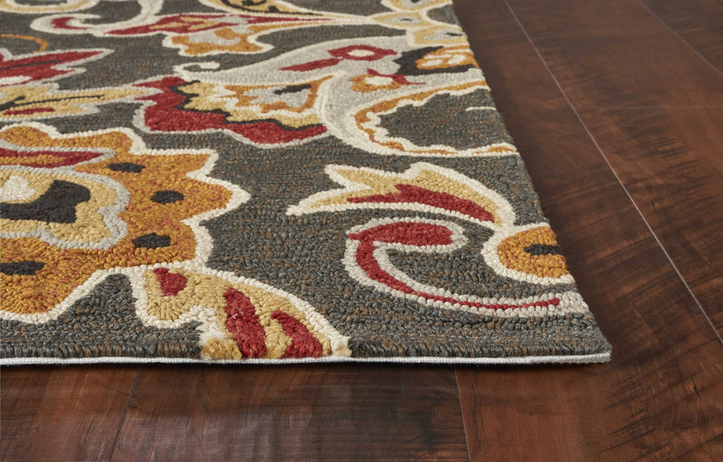 5' X 8' Taupe Floral Indoor Outdoor Area Rug
