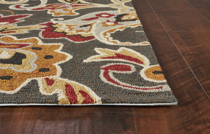 5' X 8' Taupe Floral Indoor Outdoor Area Rug