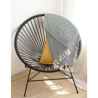 70" Geometric Handwoven Throw Blankets In Blue or Black