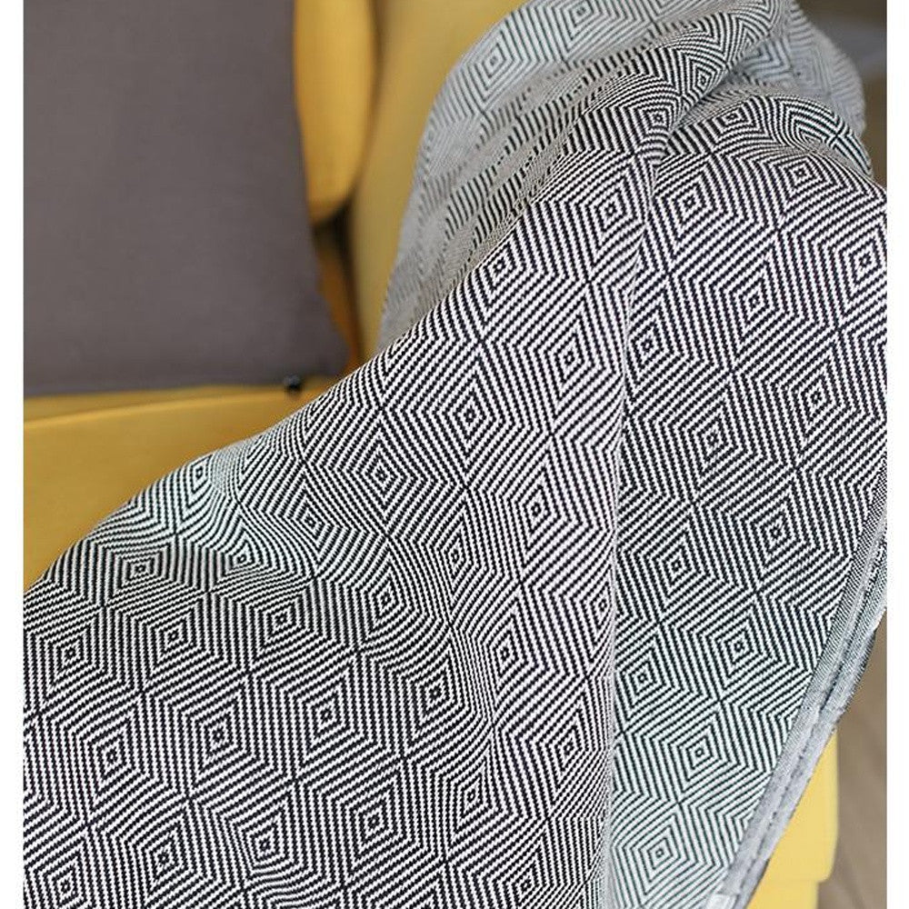 70" Geometric Handwoven Throw Blankets In Blue or Black