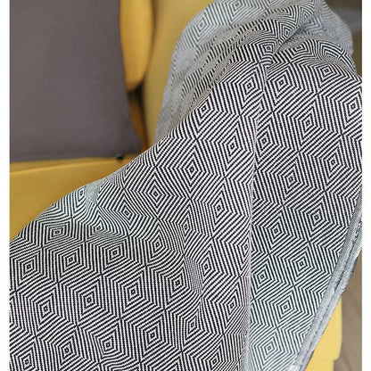 70" Geometric Handwoven Throw Blankets In Blue or Black