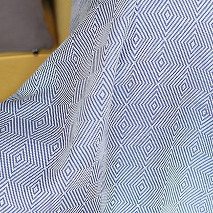 70" Geometric Handwoven Throw Blankets In Blue or Black