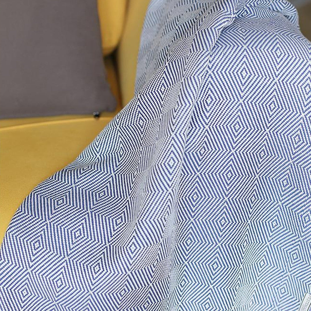 70" Geometric Handwoven Throw Blankets In Blue or Black