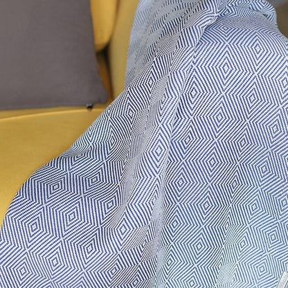 70" Geometric Handwoven Throw Blankets In Blue or Black