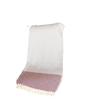 70" Turkish Cotton Handwoven Throw Blanket In Red
