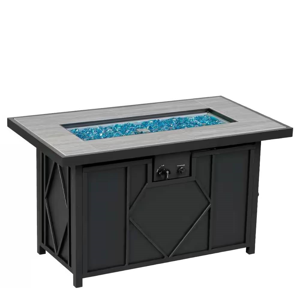 Outdoor Propane Gas Fire Pit Patio Table with Blue Fire Glass