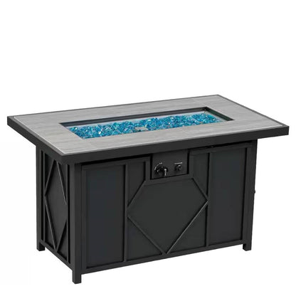 Outdoor Propane Gas Fire Pit Patio Table with Blue Fire Glass